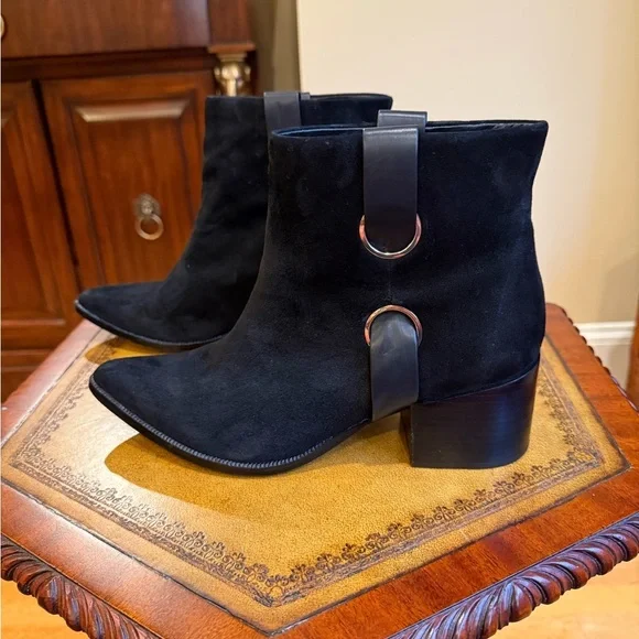 Rachel Zoe Black Suede Pearce Ankle Boots Size 9 Heel 2.5” MSRP $398 - Picture 6 of 11
